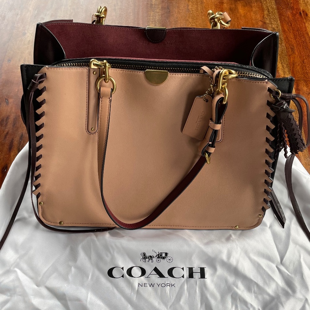 Coach Dreamer Tote 34 Brass / Nude Pink Color Block NWOT (AUTHENTIC)